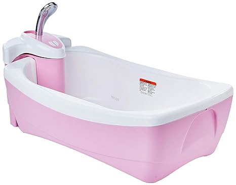 Summer Infant Lil Luxuries Whirlpool Bubbling Spa & Shower (Pink) Luxurious Baby Bathtub with Circulating Water Jets, 2 Piece Set (Pack of 1)
